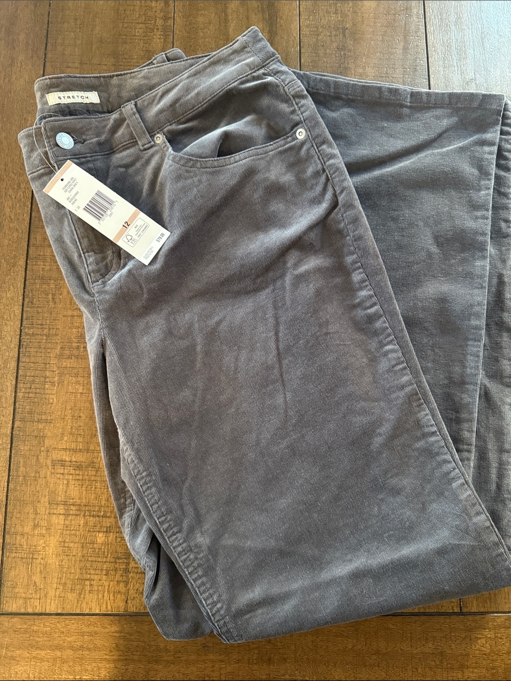 Gray Stretch Corduroy Pants - Unbrande